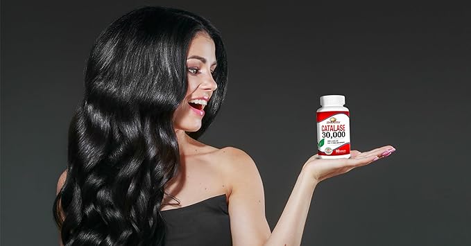Rise-N-Shine Catalase Supplement 30000 - Powerful Antioxidant Enzyme for Hair Health Support- Hair Supplements for Strong Hair - 60 Capsules (30-Day Supply)