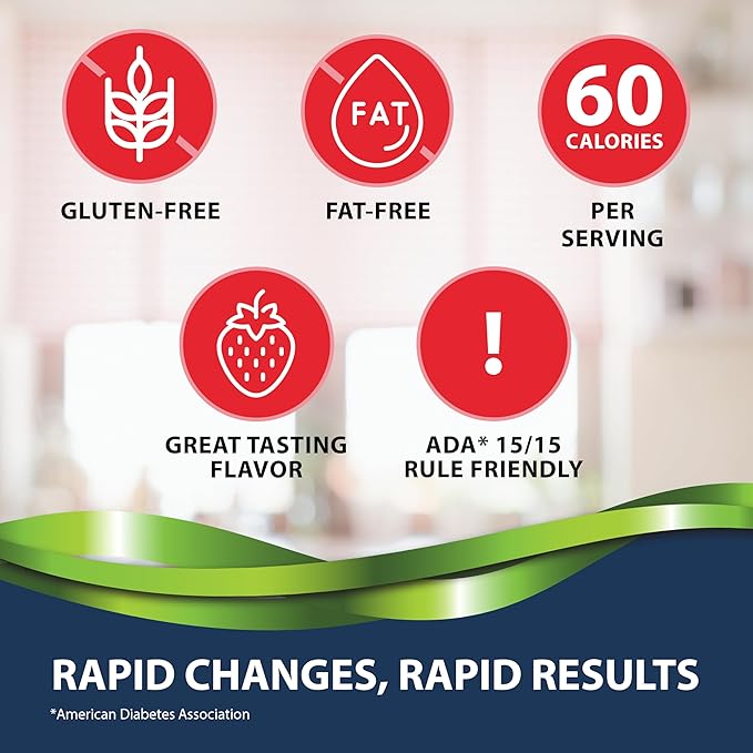 TRUEplus Glucose Tablets Chewable Strawberry Flavor 15g Fast-Acting Carbohydrates Fat Free Gluten Free Raise Low Blood Sugar and Boost Energy 50 Count 6 Bottles