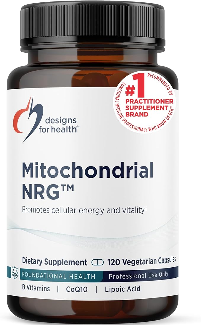 Designs for Health Mitochondrial NRG - Support Cellular Vitality + Metabolism - Mitochondria Energy Supplement with Alpha Lipoic Acid Trans Resveratrol + Curcumin Powder (120 Vegan Capsules)