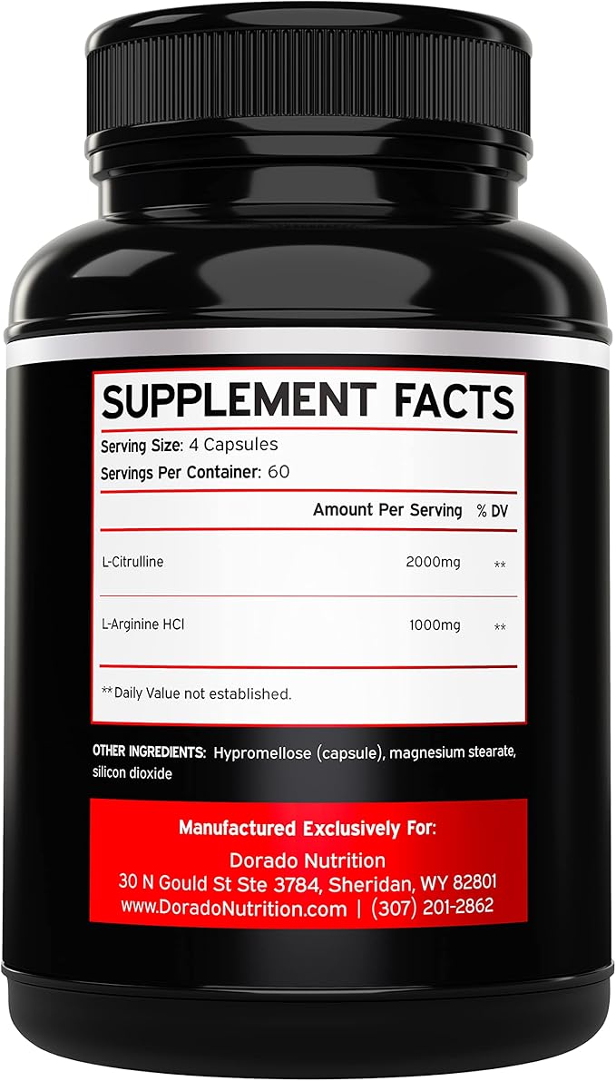 L Arginine L Citrulline (240 Count) - Nitric Oxide Pill for Stamina &amp Endurance and L Arginine L Citrulline Powder (3g) - Nitric Oxide Booster Powder for Performance &amp Endurance - Vegan &amp