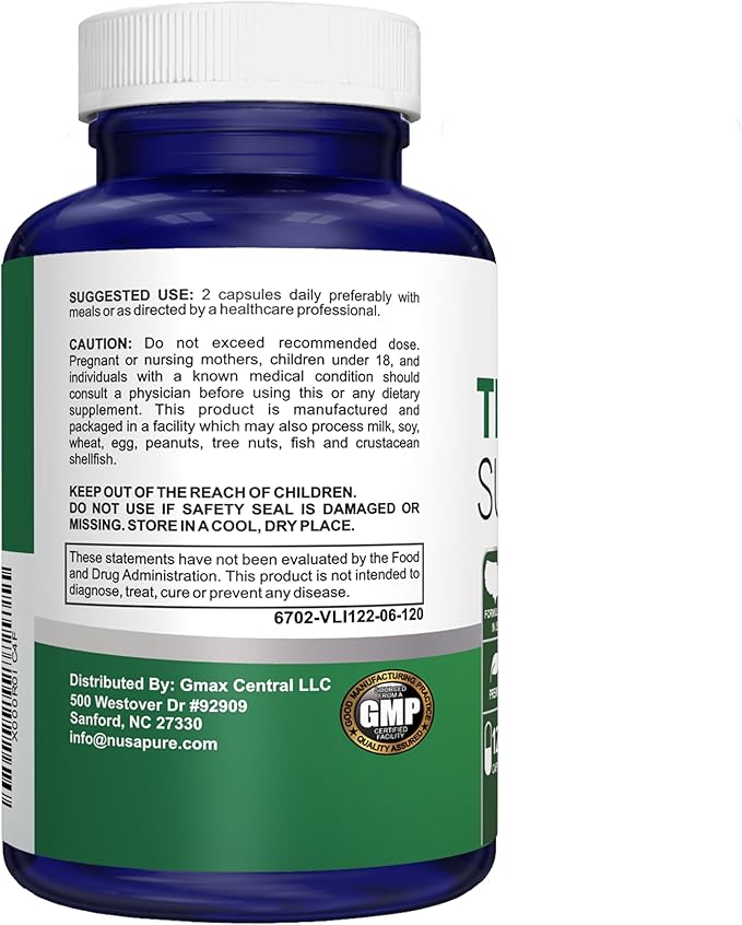 NusaPure Thyroid Support Supplement (Non-GMO) 120 caps Ashwaganda Iodine Zinc kelp Vitamin B12 L-Tyrosine Selenium Copper