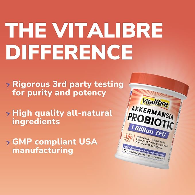 Vitalibre Probiotics for Women 100 Billion CFU 15 Strains 30 Capsules &amp Akkermansia Muciniphila Probiotic 1 Billion TFU 30 Capsules