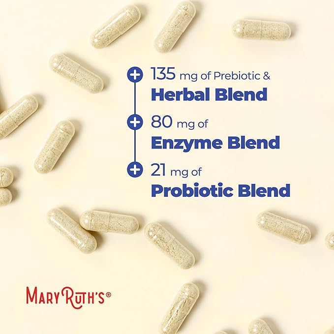 MaryRuth’s Gut Flora Health+ Enzymes | Prebiotic &amp Probiotic Digestive Enzymes for Healthy Gut Biome &amp Digestive Support | Gastrointestinal Health | CLP Certified | 60 Capsules | Up to 2 Month