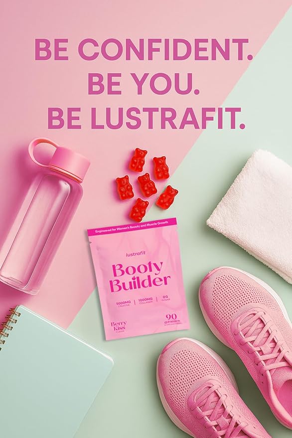 Booty Gummies - Booty &amp Glute Builder - Creatine Gummies with Collagen for Women | Sugar-Free | glute and Glow Berry Kiss Flavor