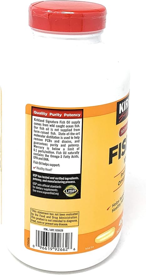 Kirkland Signature Fish Oil Concentrate with Omega-3 Fatty Acids 800 Softgels 1000mg