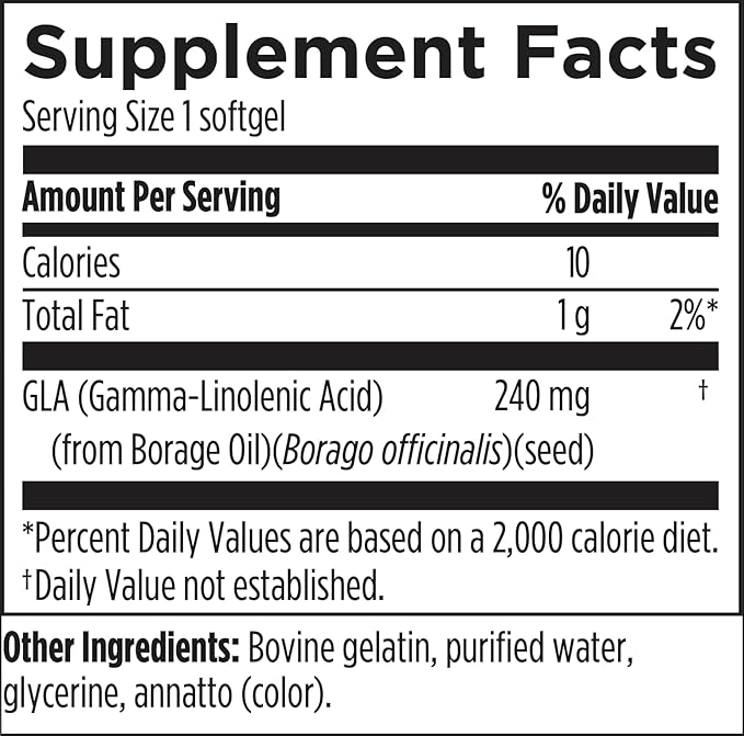 Designs for Health GLA Softgels - Borage Oil Pills 240mg Gamma Linolenic Acid from Borage Seed - Non-GMO Supplement May Promote Healthy Skin + Hormonal Balance for Women (60 Softgels)