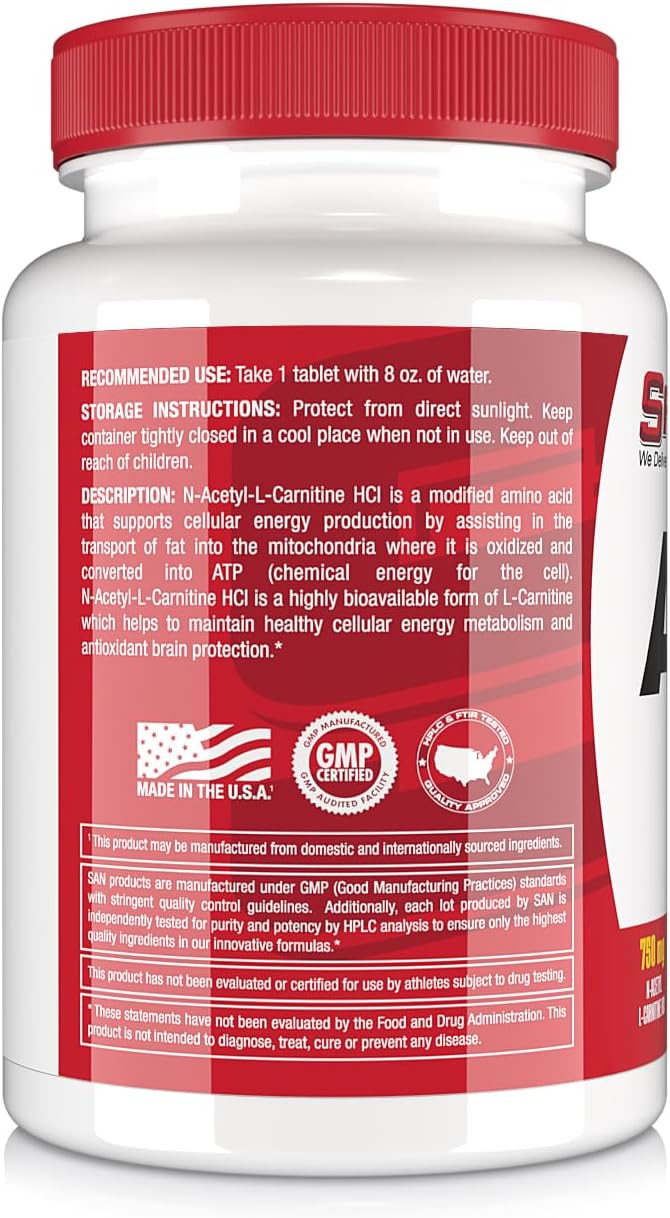 Alcar 750 - Pure Acetyl L-Carnitine for Energy Focus and Fat Metabolism 100 Servings