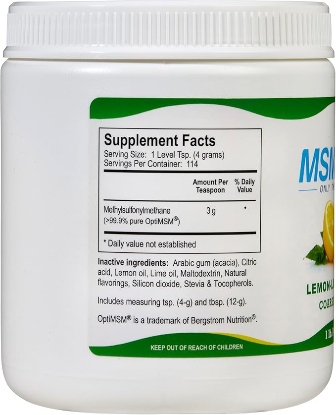 KALA HEALTH MSMPure Lemon Lime Flavored Coarse Flakes 1lb and Muscle &amp Joint Cream 2oz Bundle