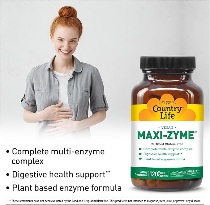 Country Life - Maxi-Zyme Digestive Enzyme Complex - 120 Vegetarian Capsules