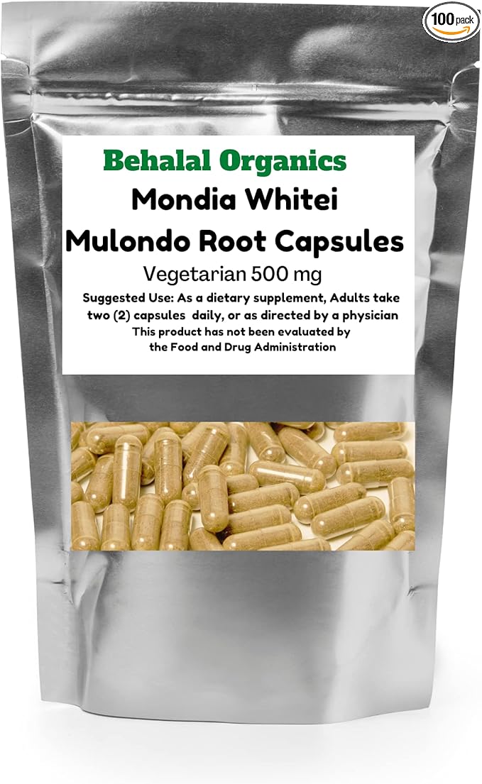Mondia Whitei (Mulondo) Root Powder 500mg Vegetarian 100 Capsules