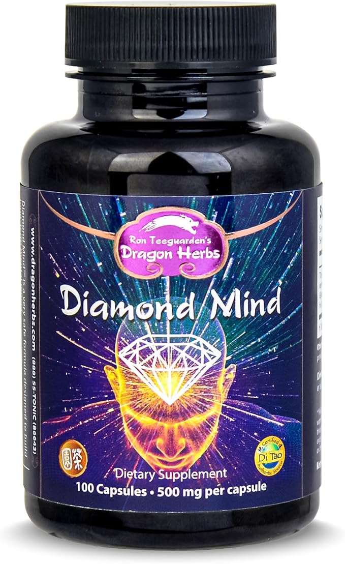 Dragon Herbs Plant Based Supplement for Memory &amp Concentration Support Vegan Adaptogenic Formula with Ginkgo Schizandra &amp Eleuthero - Diamond Mind 100 Capsules