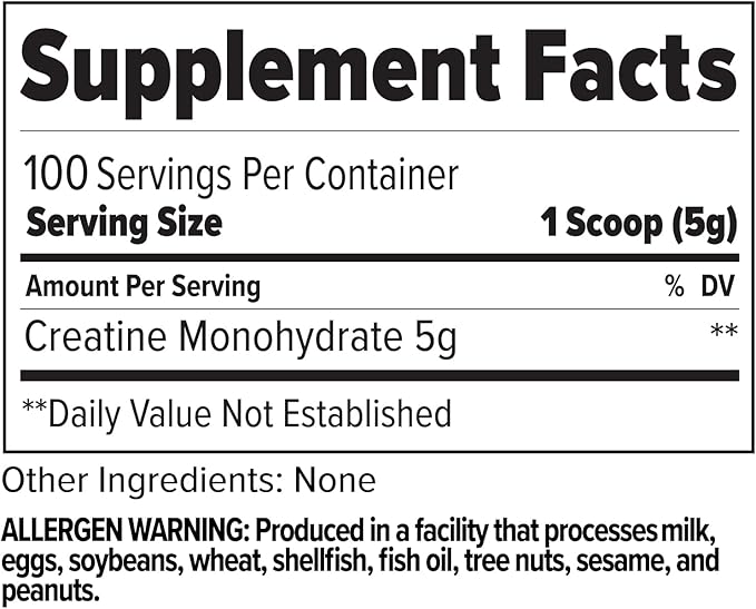 Zone Creatine Monohydrate Powder - Micronized Creatine for Men and Women Suppot Muscle Growth Endurance (Unflavored 5g per Scoop 100 Servings)