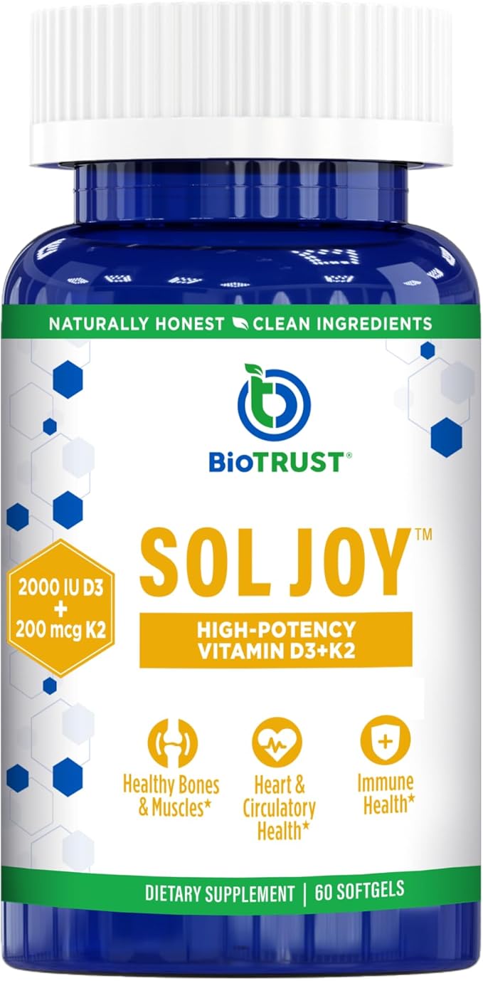 BioTrust Sol Joy High-Potency Vitamin D3 K2 – High Potency (50 mcg)