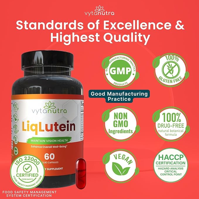 Liquid Lutein &amp Zeaxanthin – Fast-Absorbing Eye Support for Blue Light &amp Visual Health with Zinc Vitamin A &amp Antioxidants – 60 Veggie Liquid Capsules