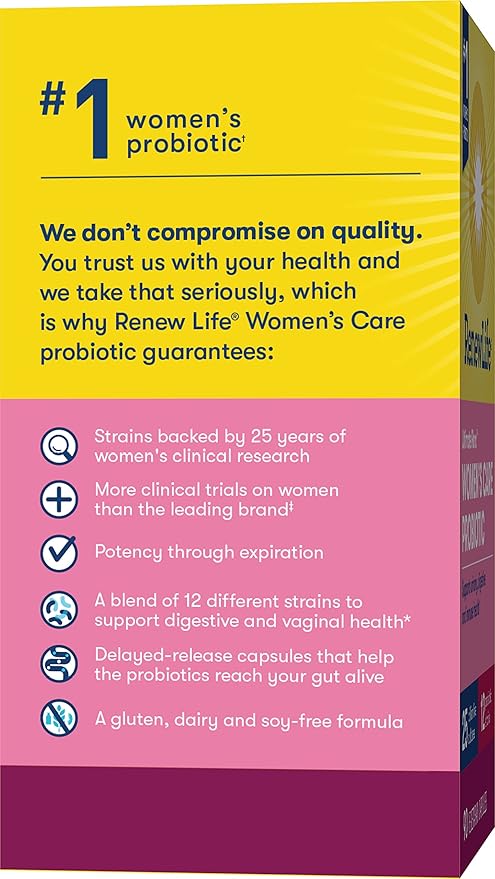 Renew Life Ultimate Flora Women's Care Probiotic 25 Billion CFU 90 Capsules (Package May Vary)