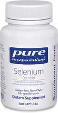 Pure Encapsulations Selenium (Citrate) - for Immune System Support &amp Cellular Health - Antioxidant Supplement - Supports Blood Flow* - Gluten Free &amp Vegan - 180 Capsules