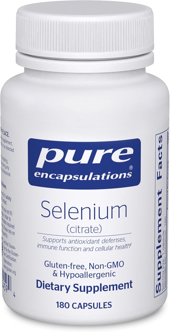 Pure Encapsulations Selenium (Citrate) - for Immune System Support &amp Cellular Health - Antioxidant Supplement - Supports Blood Flow* - Gluten Free &amp Vegan - 180 Capsules