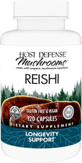 Host Defense Reishi Capsules - Heart &amp Immune Health Support Supplement - Mushroom Supplement to Support Energy &amp Vitality - Reishi Supplement to Aid Overall Well-Being - 120 Capsules