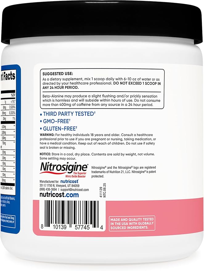 Nutricost Pre-Workout Powder (Watermelon Candy) 30 Servings - GMO-Free Gluten-Free Vegetarian