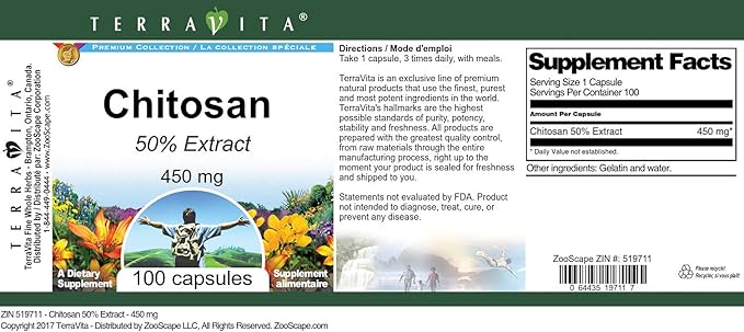 Chitosan 50% - 450 mg (100 Capsules ZIN: 519711) - 3 Pack