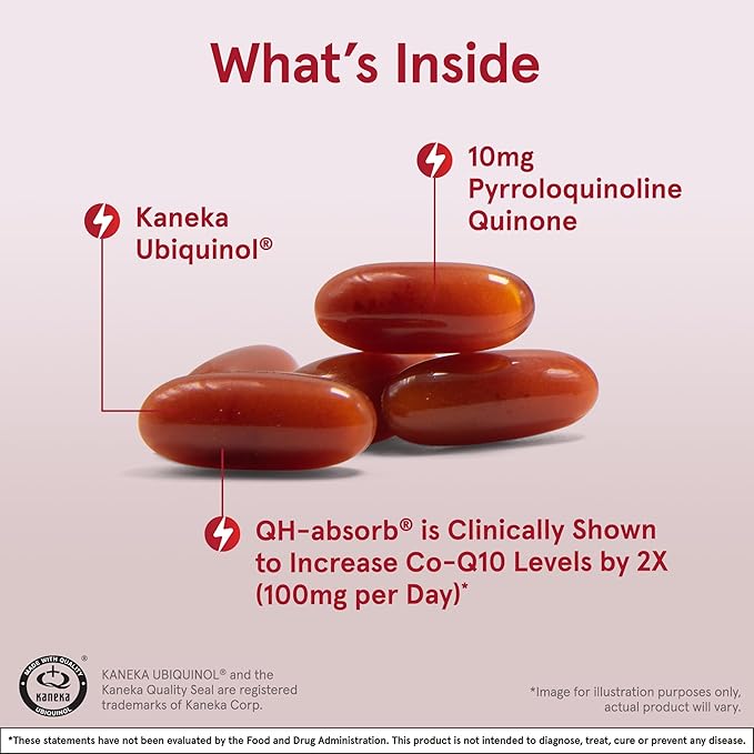 Jarrow Formulas QH-absorb + PQQ - 30 Softgels - Dietary Supplement Supports Mitochondrial Biogenesis Energy Production &amp Cardiovascular Health - Up to 30 Servings