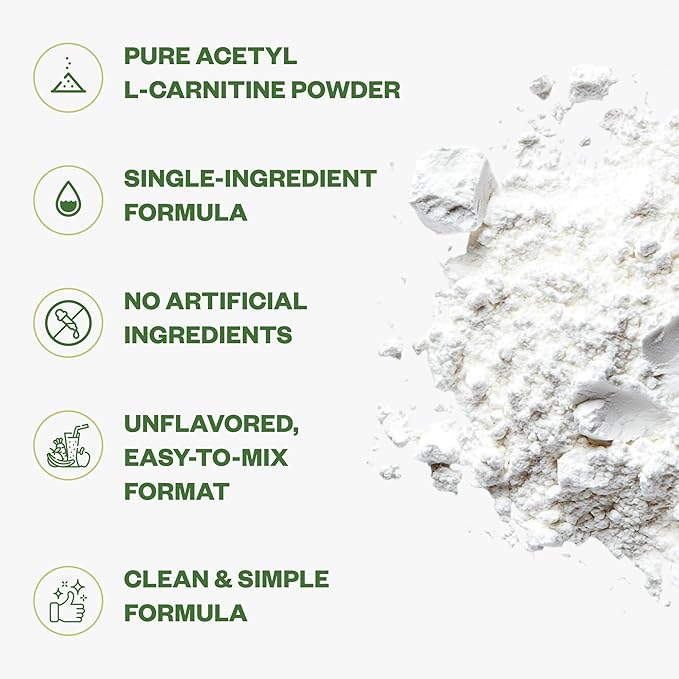 Purisure Acetyl L-Carnitine Powder ALCAR Powder Amino Acid Supplement Acetyl L-Carnitine Supplement for Better Cognitive Performance and Muscular Endurance Gluten Free Non-GMO 250g (8.8 oz)
