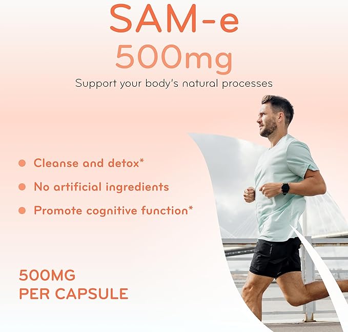 Extra Strength SAMe 500mg - Easy Absorption 500mg S-Adenosyl-L-Methionine SAM e Supplement - Gentle Joint Bone and Mood Support Supplement for Men and Women - Made in a cGMP US Lab (90 Servings)