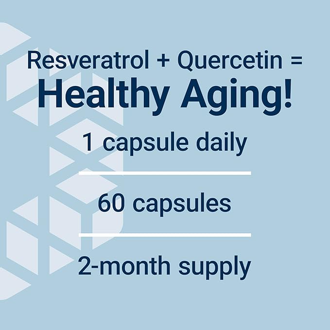 Life Extension Optimized Resveratrol Elite Trans-resveratrol quercetin Healthy Aging Heart Health Brain Health oxidative Stress Gluten-Free Non-GMO Vegetarian 60 Capsules