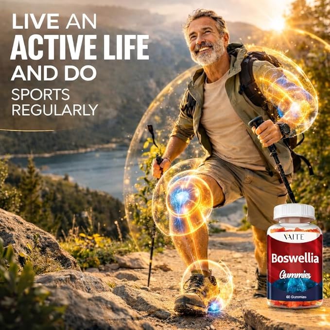 VAITE Boswellia Serrata Gummies 1200mg - Indian Frankincense Extract with Boswellic Acid Plant-Based Supplement Joint Support Health Formula Non-GMO Gluten-Free Sugar-Free 60 Chewables