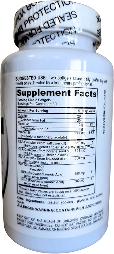 Pride Nutrition Premium EFA Omega 3-6-9 Supplement for Men and Women 5 in 1 - EPA DHA GLA ALA &amp CLA Essential Fatty Acids with Fish Oil - Softgel Pills