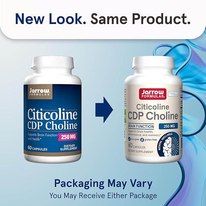 Jarrow Formulas Citicoline CDP Choline 250 MG CDP Choline Supplement Supports Brain Health Performance and Memory 60 Capsules Up to a 60 Day Supply (Pack of 12)
