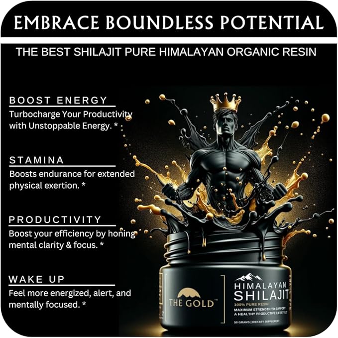 THE GOLD Shilajit Resin | Shilajit Pure Himalayan Organic Shilajit for Men &amp for Women Lab Test in USA Grade A+ All Natural Dietary Supplement with Fulvic Acid + Trace Minerals | 50 Grams 100 Serv