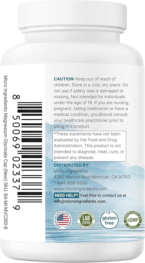 Pure Magnesium Glycinate 1000mg 300 Capsules | 100% Chelated for Max Absorption | Enhanced with Vitamin C | Only Uses Active Ingredients