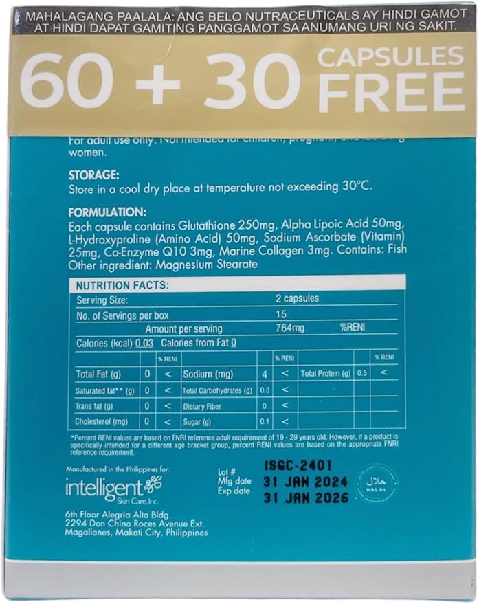 Belo Nutaceuticals Glutathione + Collagen