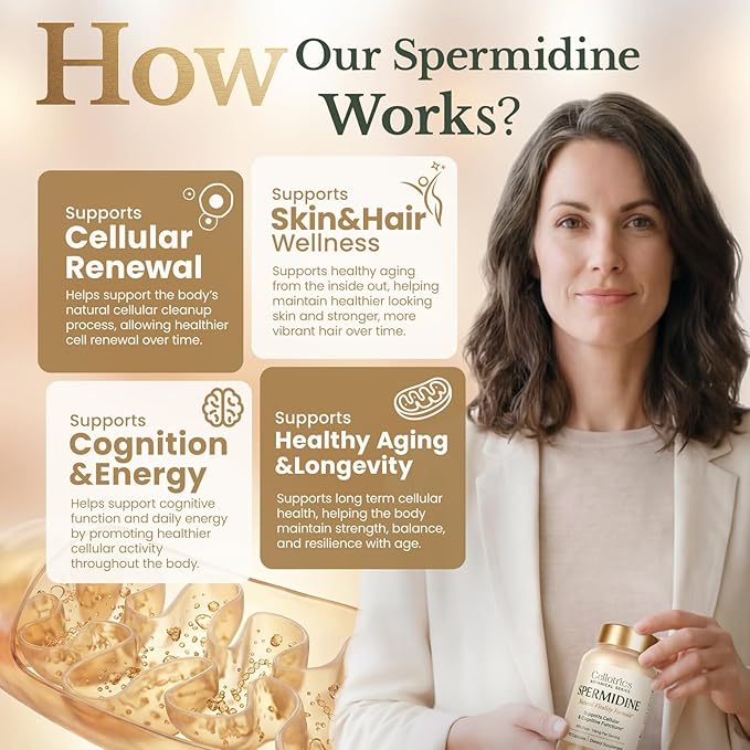 Spermidine Supplements - 1260mg | Ultra-Pure 99% Spermidine Made in USA &amp USA 3rd-Party Tested |100x More Potent Spermidine Supplements for Women &amp Men Longevity Support