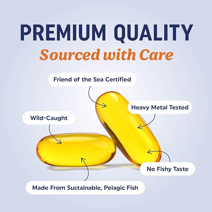 Triple Strength DHA Omega 3 Fish Oil 3600 mg | Over 2100mg Omega-3 Fatty Acids with 860mg of DHA | 1300mg EPA | Best Essential Fatty Acids | Premium Wild Caught &amp Burpless Fish Oil | 120 ct.
