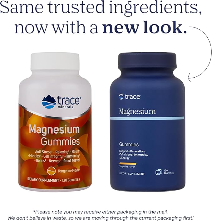 Trace Minerals Magnesium Gummies -Supports a Calm Mindset - Magnesium Chewables for Kids &amp Adults - Bone Digestion Heart Health &amp Immune Support - Tangerine Flavor - 120 Count (120 Servings)