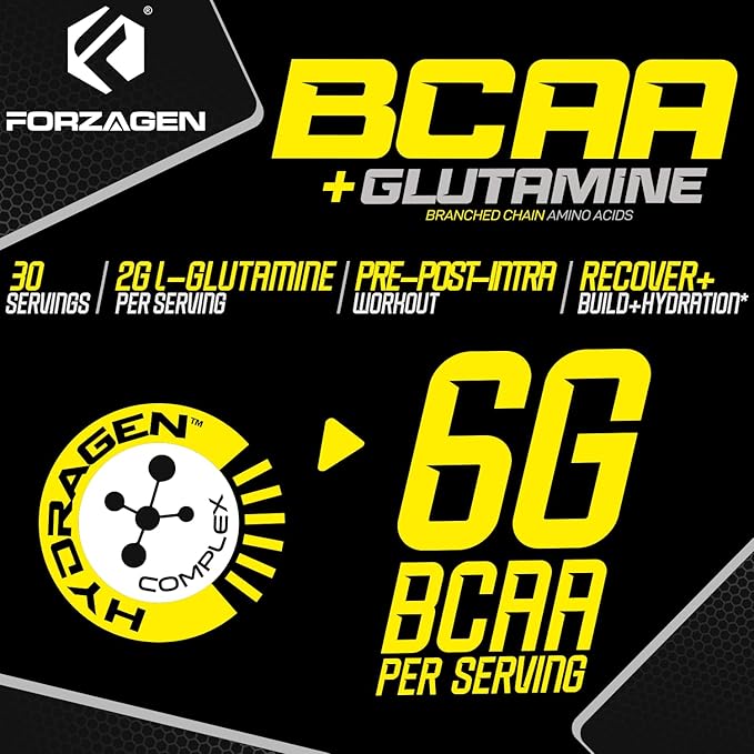 Forzagen BCAAS Amino Acids Powder with Glutamine BCAA Powder Branched Chain Amino Acids Supplements Powder BCAA Lean Energy Pre Workout - Post Workout Muscle Recovery Powder 30 Servings