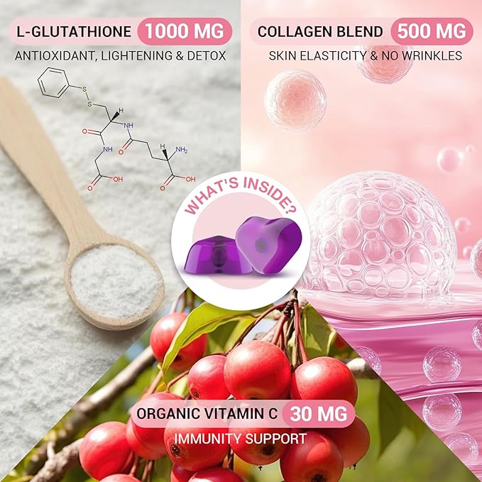 Orinthalixium Liposomal Glutathione Gummies 1000MG - Sugar Free Reduced L-Glutathione with Vitamin C &amp Vegan Collagen - Antioxidant &amp Skin Wellness - 300 Count (2 Pack)