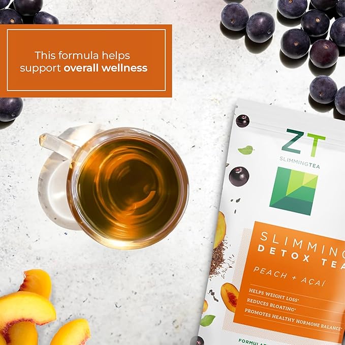 Dr. Zisman ZT Slimming - Peach and Acai Herbal Tea Blend with Ashwagandha Rooibos and Acai - 28 Day Wellness Blend (28 Tea Bags)