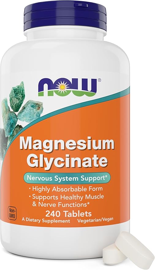 Now Foods Magnesium Glycinate 240 Tablets (Pack of 2) - Supports Healthy Muscle and Nerve Functions - Non-GMO