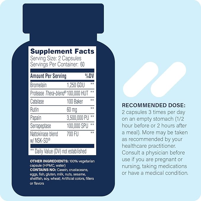 Enzyme Science Myomend – Joint Support Supplement – Formulated with Bromelain Rutin Nattokinase and Serrapeptase – Enzyme Health Supplement – Vegan and Kosher - 120 Capsules