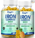 2 Pack 100MG Iron Supplements Gummies for Women &amp Men - Vitamin C A B12 - Complex Improve Absorption Energy Boost Iron Deficiency Anemia for Adults &amp Kids - Complex Folate Zinc 120Cts