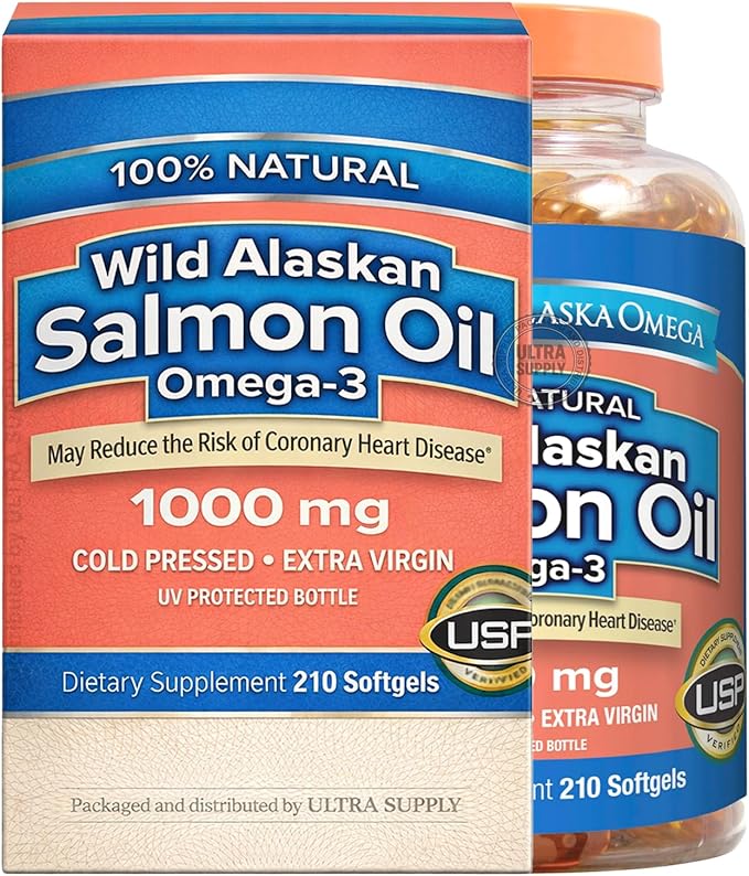 Pure_Alaskas Omega Wild Salmon Oil 1000 mg (210 Count. Value Pack) Heart Brain &amp Joint Support - Sustainably Sourced Fish Oil Supplement