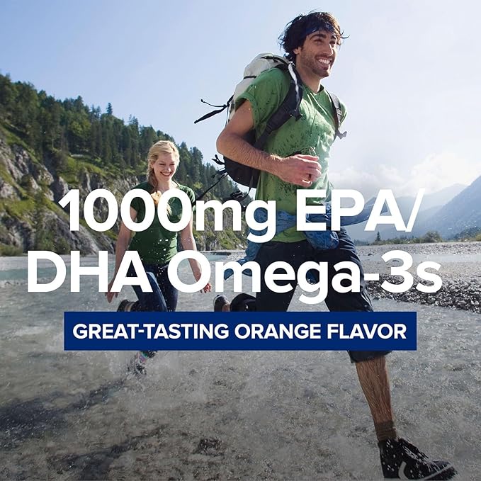 GNC Triple Strength Fish Oil Liquid Supplement Wild Deep Ocean Caught. with 1000mg EPA DHA Omega 3s for Heart Brain Skin Eye Joint Health Natural Orange Flavor 8 Fl Oz 47 Servings