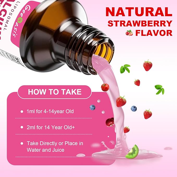 Liposomal Liquid NAC &amp Calcium Citrate Drops N Acetyl Cysteine &amp Calcium Magnesium Zinc Supplement for Kids &amp Adults