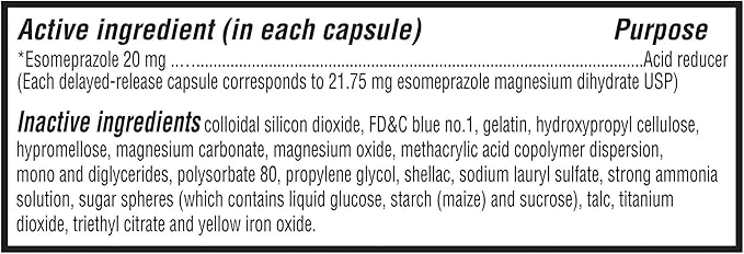 Equate Acid Reducer Esomeprazole Magnesium 20mg Delayed-Release Capsules (14 Count - Pack of 3) - Set by Basket Goods