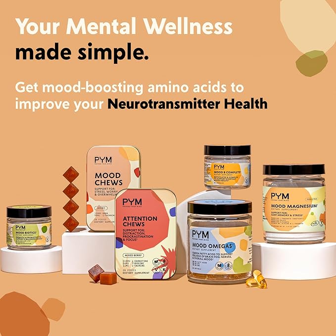 PYM Mood Magnesium Powder to Support Stress &amp Better Sleep 30 Servings - Magnesium Glycinate Magnesium Malate &amp l-Threonate Yuzu Citrus | Non-GMO Vegan Gluten-Free | Cortisol Reducer