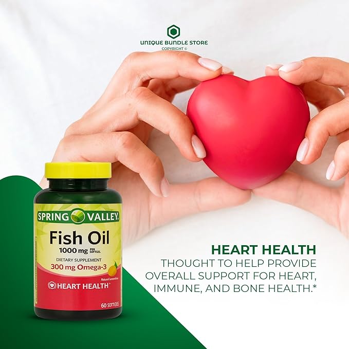Omega 3 Fish Oil 1000mg – 60 Softgels Omega-3 Supplements for Women and Men Fish Oil Fatty Acid Daily Essential Supplement (Pack of 1)