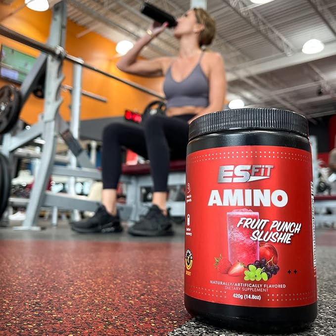 Amino Powder - Pre and Post Workout with Electrolytes - BCAA 2:1:1 Ratio Amino Acids Superior Taste Tested and Certified Fruit Punch Slushie 30 Servings